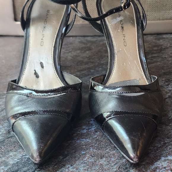 Bandolino Black Leather Pointed Toe Strappy Heels Size 8.5M - Picture 6 of 16